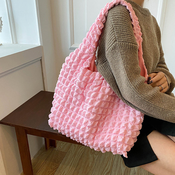 5color square puff handbag