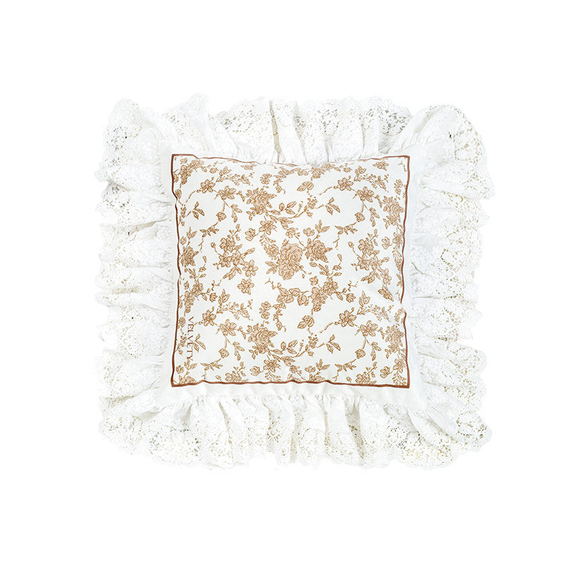 french flower velvety frill cushion