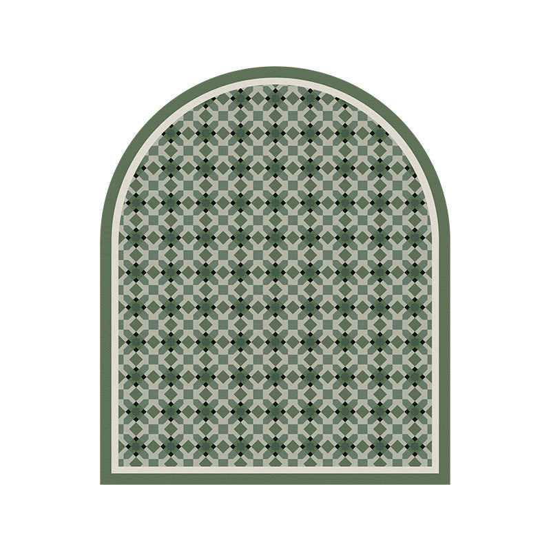 green retro forest door mat