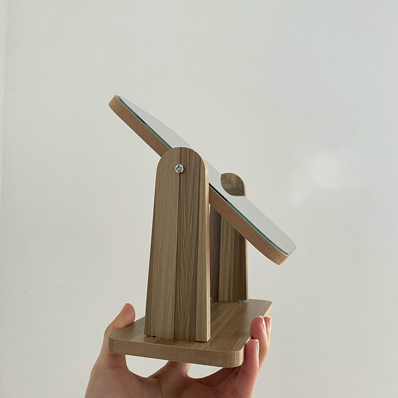 2size wood frame square stand mirror