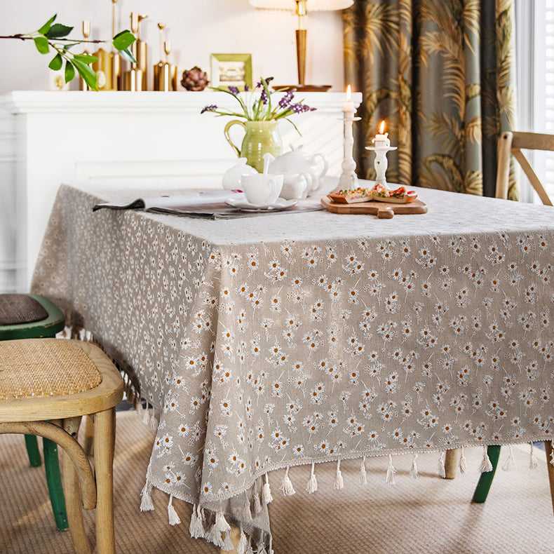 daisy embroidery table cover