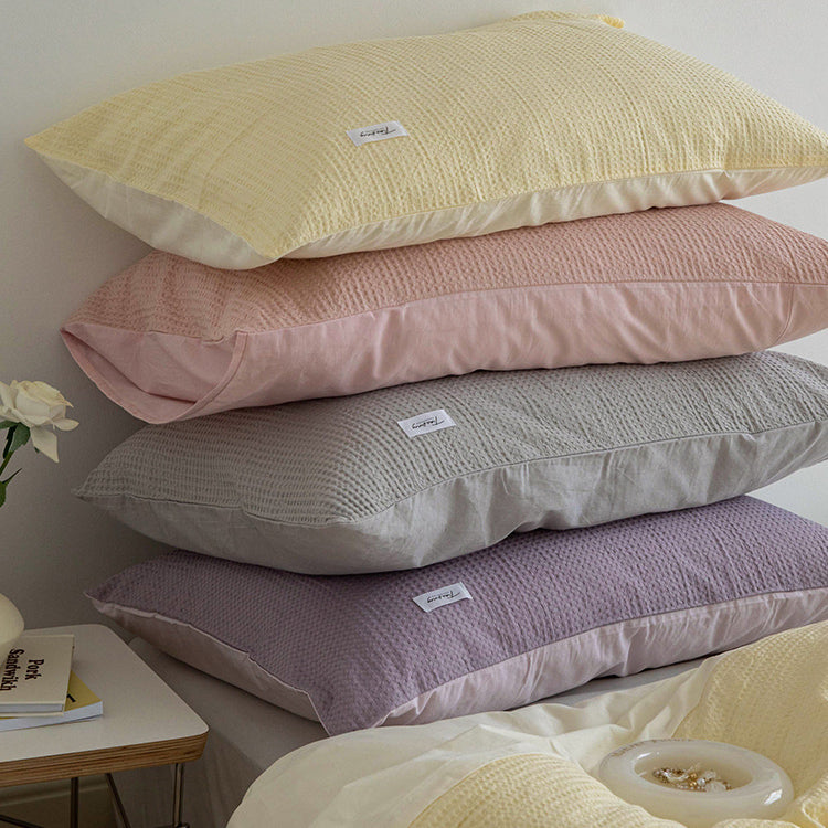 8color waffle soft cotton pillow sheets