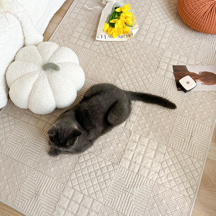 2color patchwork stitch floor mat