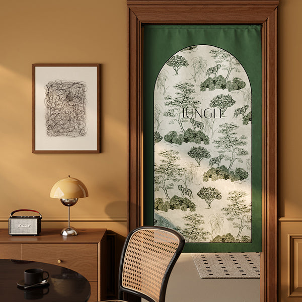 green retro forest curtain