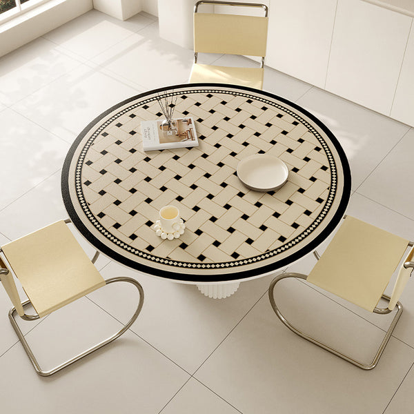 2design brown retro tile round table mat