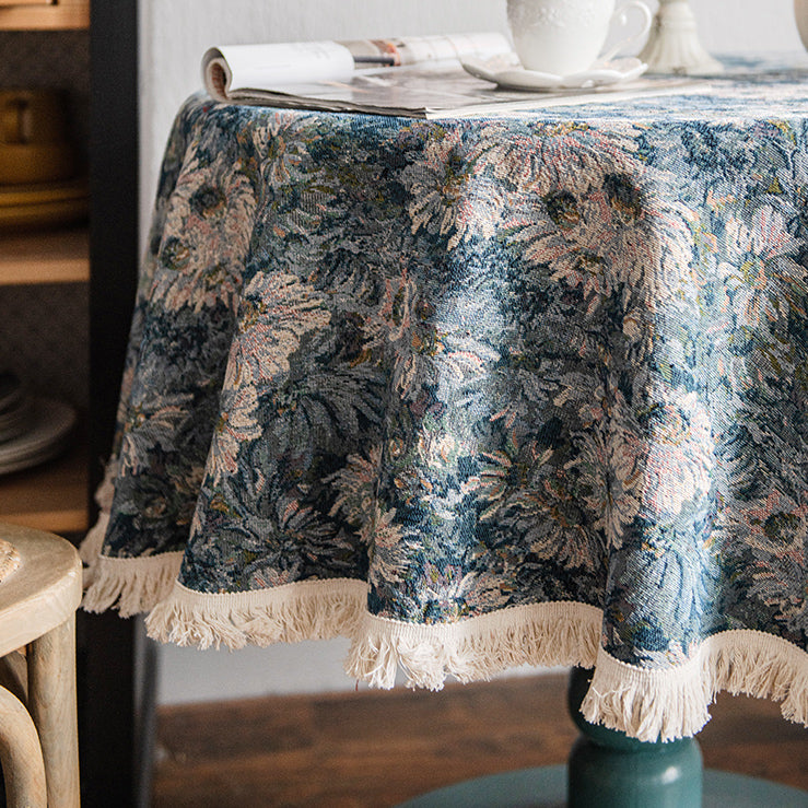 french blue flower table cloth