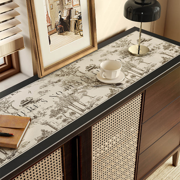 black toile de Jouy shelf mat