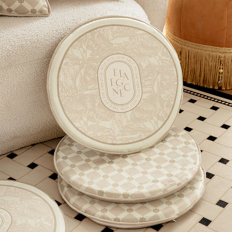 2design beige elegance logo round cushion