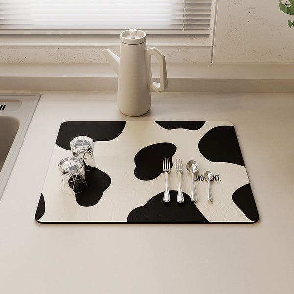 3color cow pattern sink mat