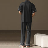 piping charcoal gray pair roomwear