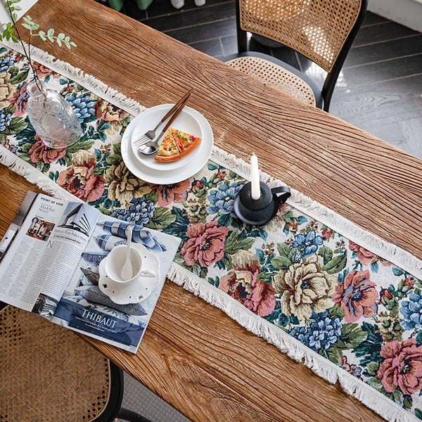 elegant rich flower table runner