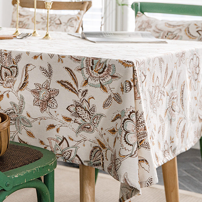 brown botanical table cloth