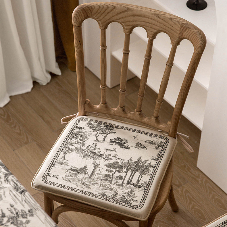 black toile de Jouy square cushion