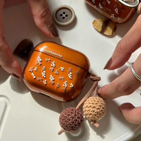 clear brown leaf Airpods case