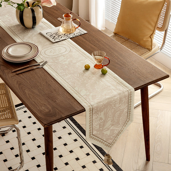 beige elegance logo table runner