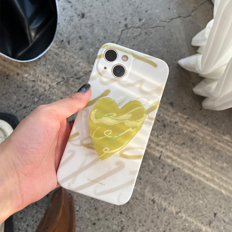 mustard green heart iPhonecase