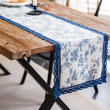 blue flower table runner