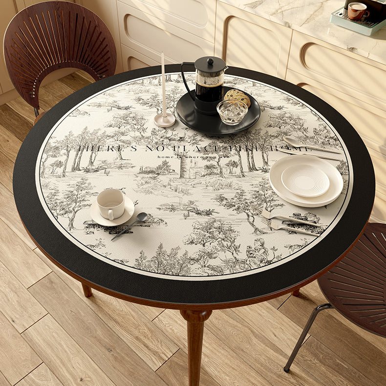 black toile de Jouy round table mat