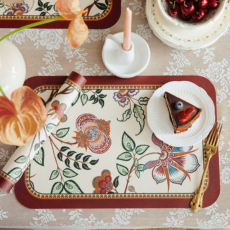 dark red vintage flower place mat