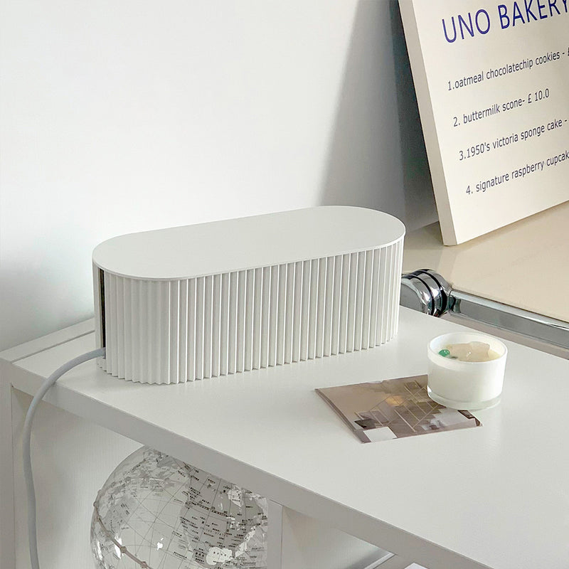simple white cable storage box