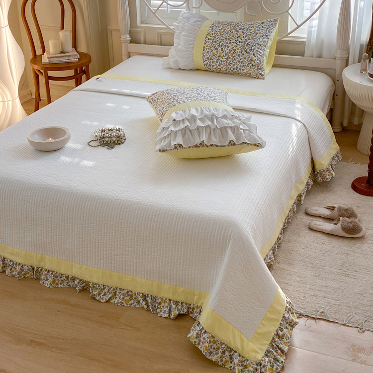 4design flower frill quilt & pillow sheets set
