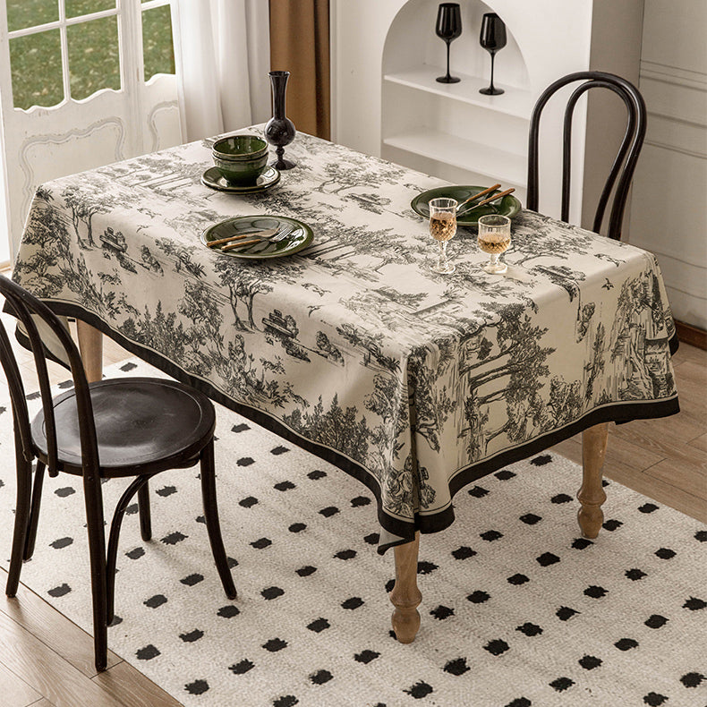 monotone floral table cloth