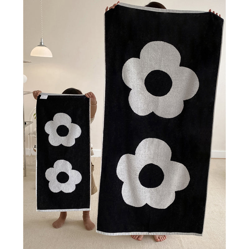 3color double flower towel