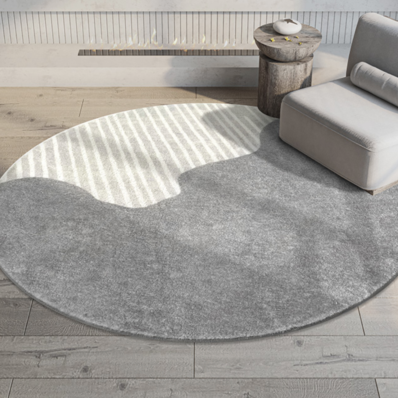 gray 2design round carpet
