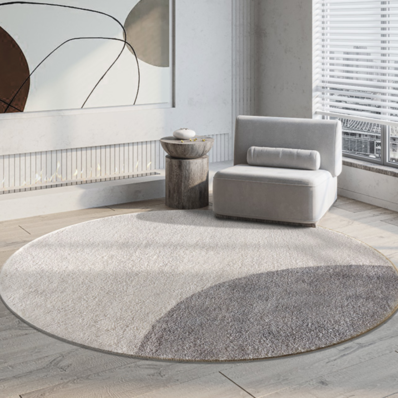 gray 2design round carpet