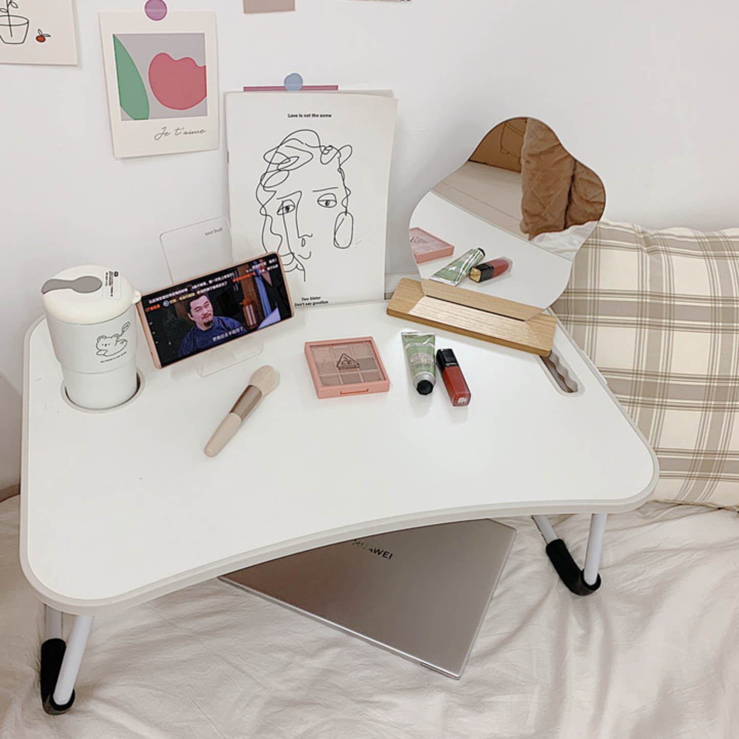 3type white bed table