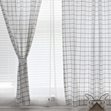 gray check curtain