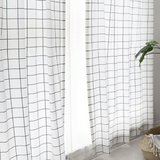 gray check curtain