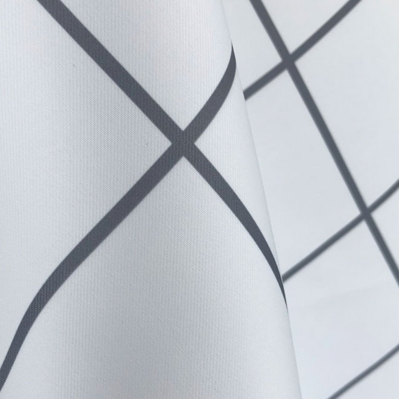 gray check curtain