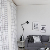 gray check curtain