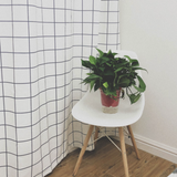 gray check curtain