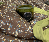 brown × pistacchio green flower quilt