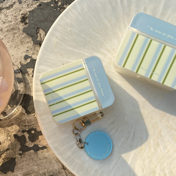 blue × green stripe Airpods case
