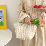 beige bubble mini hand bag