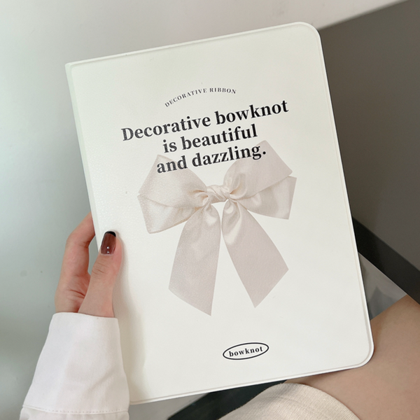 white ribbon iPad case