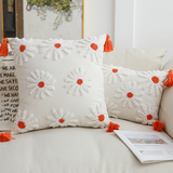 orange daisy boa cushion