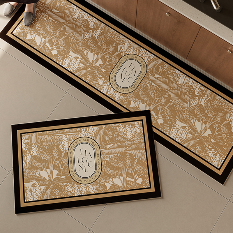 brown elegance logo kitchen mat