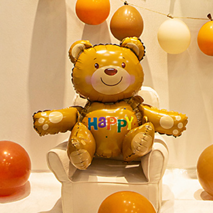 【即納】brown 3D bear sitting balloon
