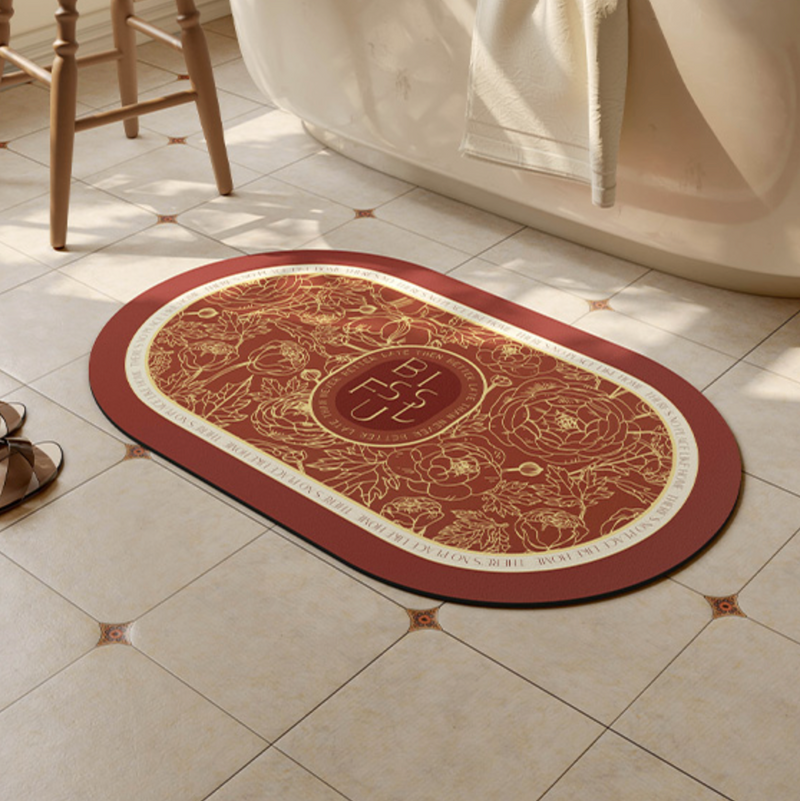 red rose bath mat