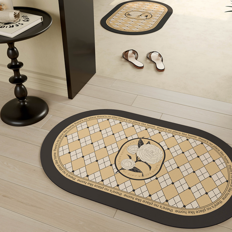 cream color rose bath mat