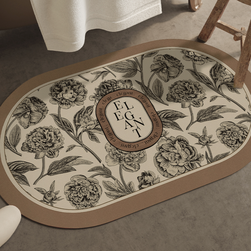 elegant black flower bath mat