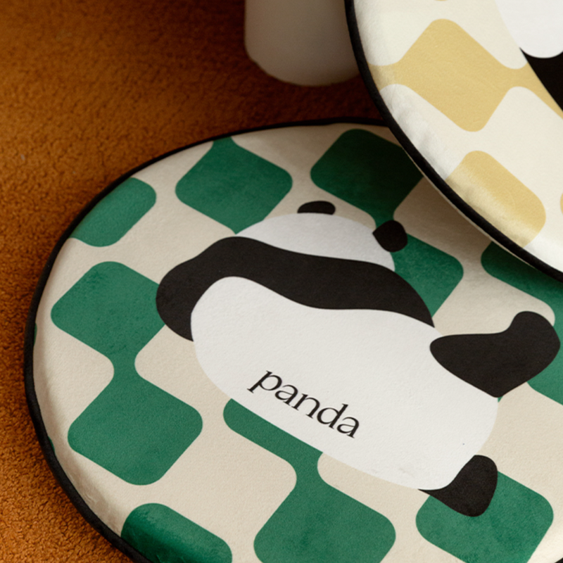 2color panda check round cushion