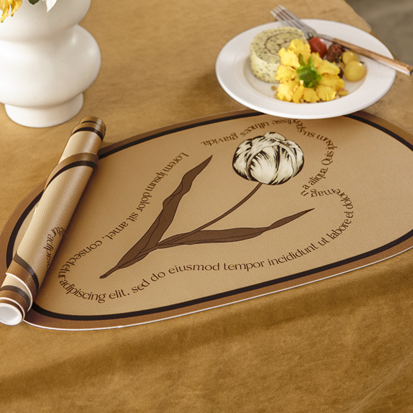 delphi brown tulip place mat