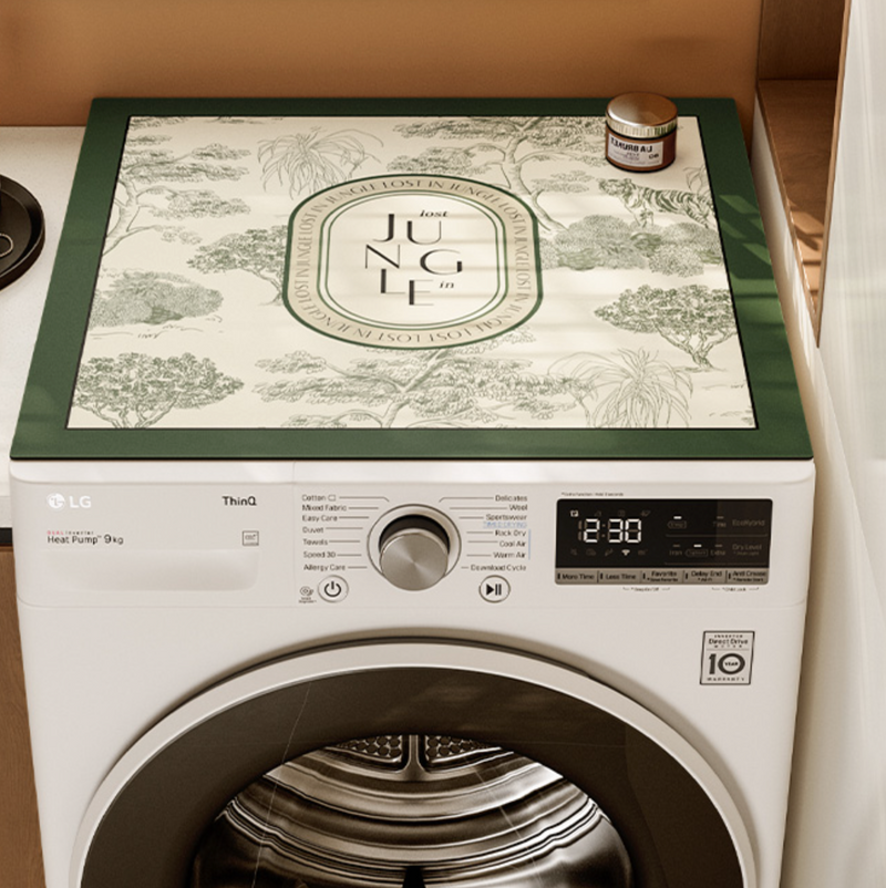 green retro forest laundry mat