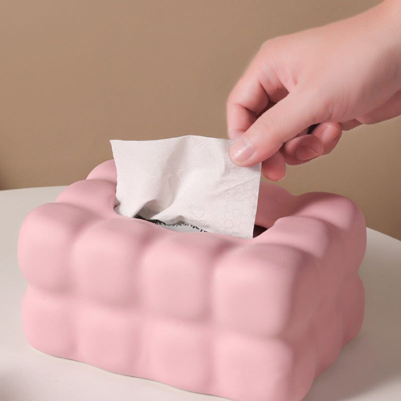 4color cream square tissue case