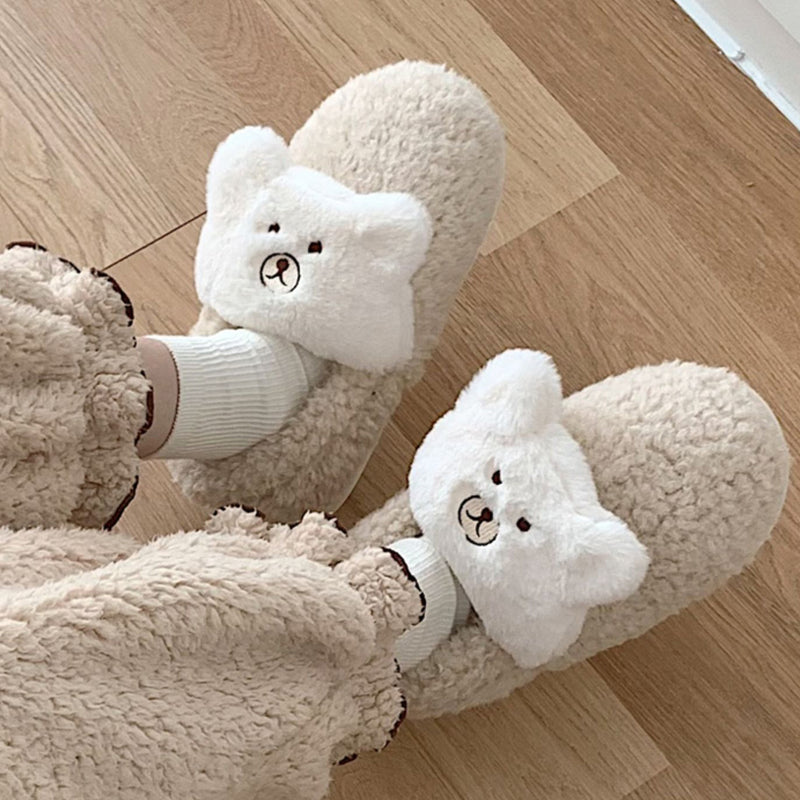 4color fur bear roomshoes